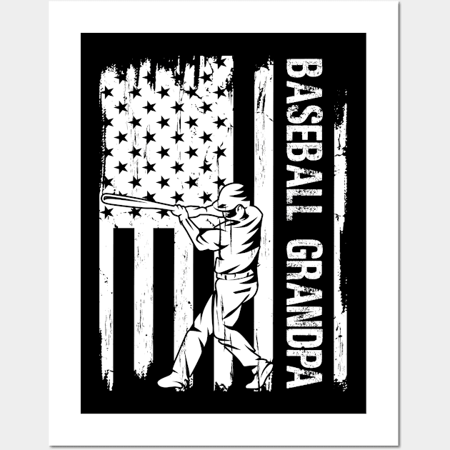 Baseball Grandpa USA Flag Father's Day Wall Art by eyelashget